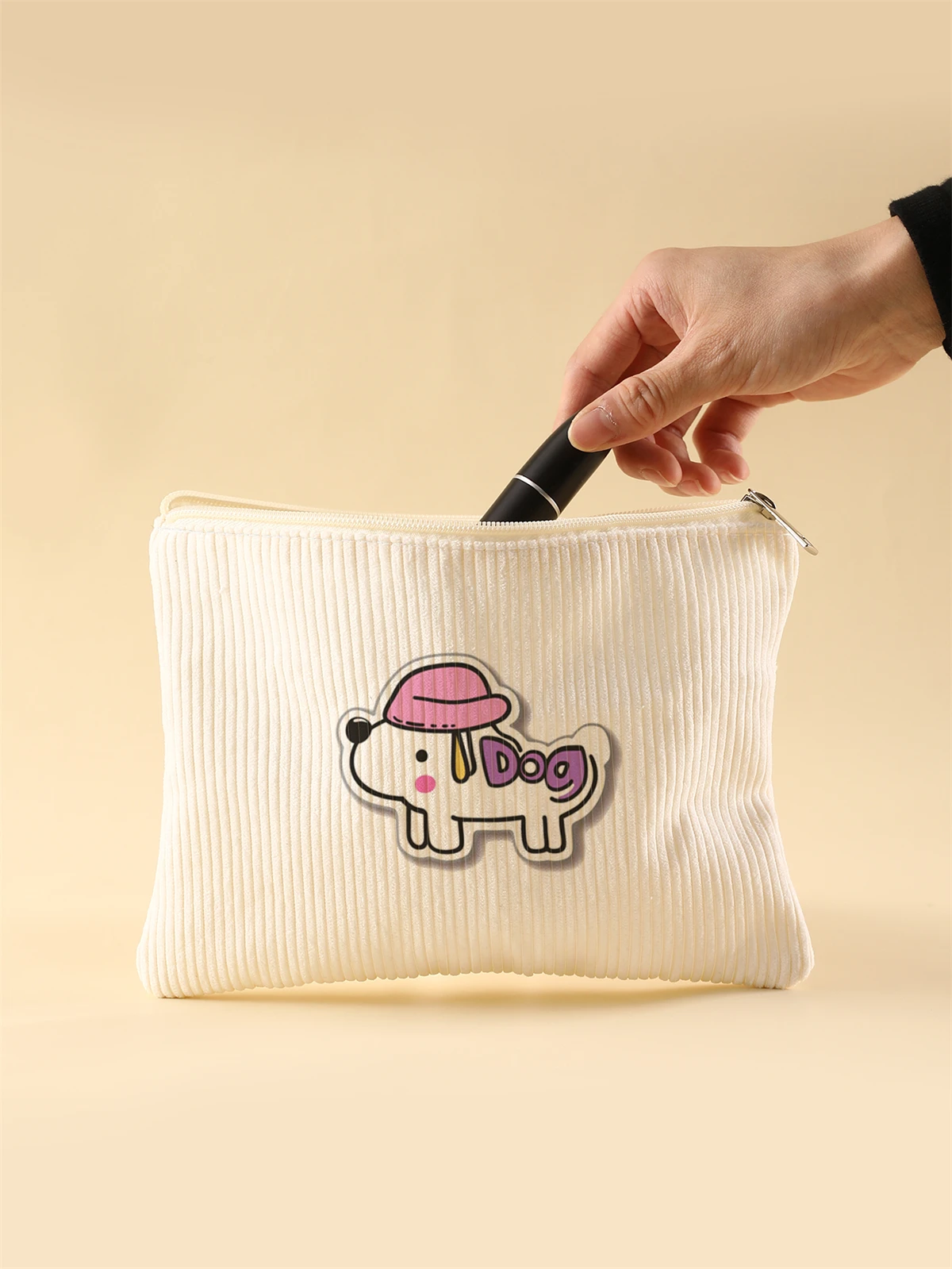 Corduroy Travel Cosmetic Bag Portable Makeup Storage Bag Purses Women Large Capacity Zipper Make Up Organizer Storage Clutch