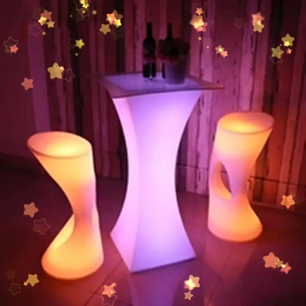 Newest Rechargeable Led High End Cocktail Table Plastic Coffee
