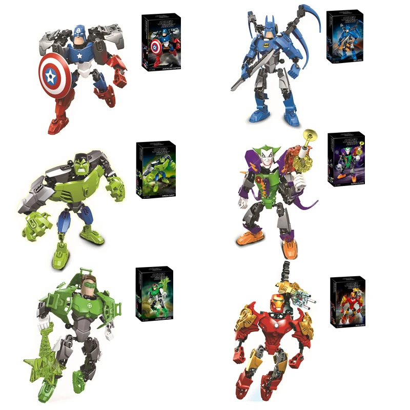 

Marvel Movie Avengers Superhero Doll Iron Man Spider-Man Captain America Stitching Building Block Model Children's Birthday Toys