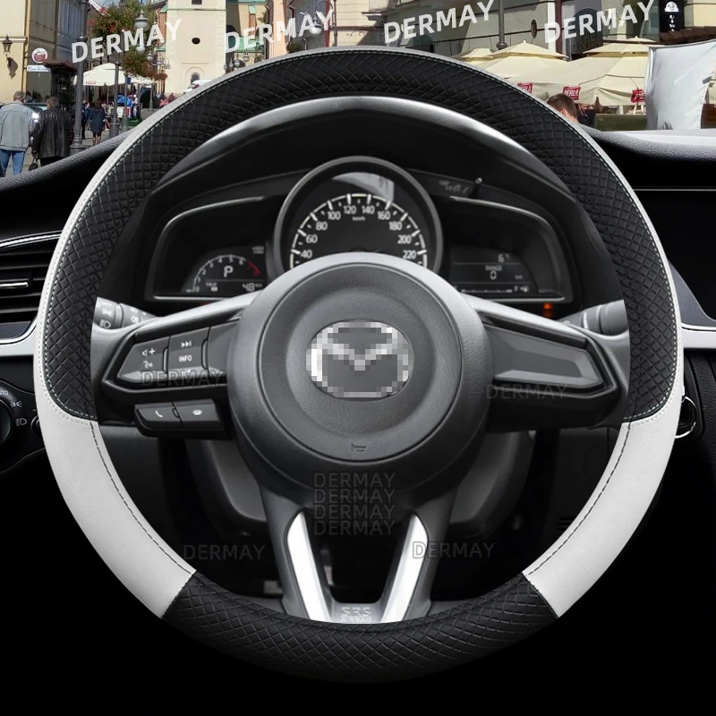 Car Steering Wheel Cover PU Leather Non-slip Auto Accessories for Mazda 3 BK BL BM BN BP Mazda 6 CX3 CX5 CX7 CX30 Axela Atenza steering wheel cover