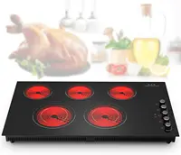 36 inch,36 inch Electric Cooktop,9200W Built-in & Countertop 36 inch Cooktop with 9 Power Levels, 1