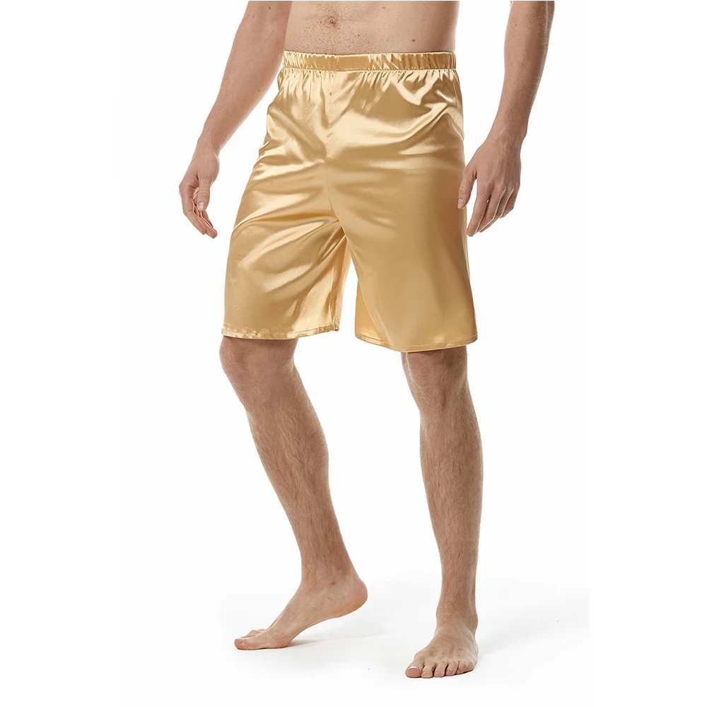 2023MenNightwearShortPantSleepingSolidSilkPajamasforMen