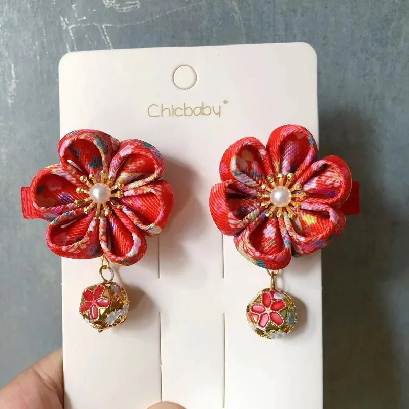 

New Kimono Edge Hair Clip Cherry Blossom Headwear Sweet Girl and Children's Performance and Play Chinese Style Accessories