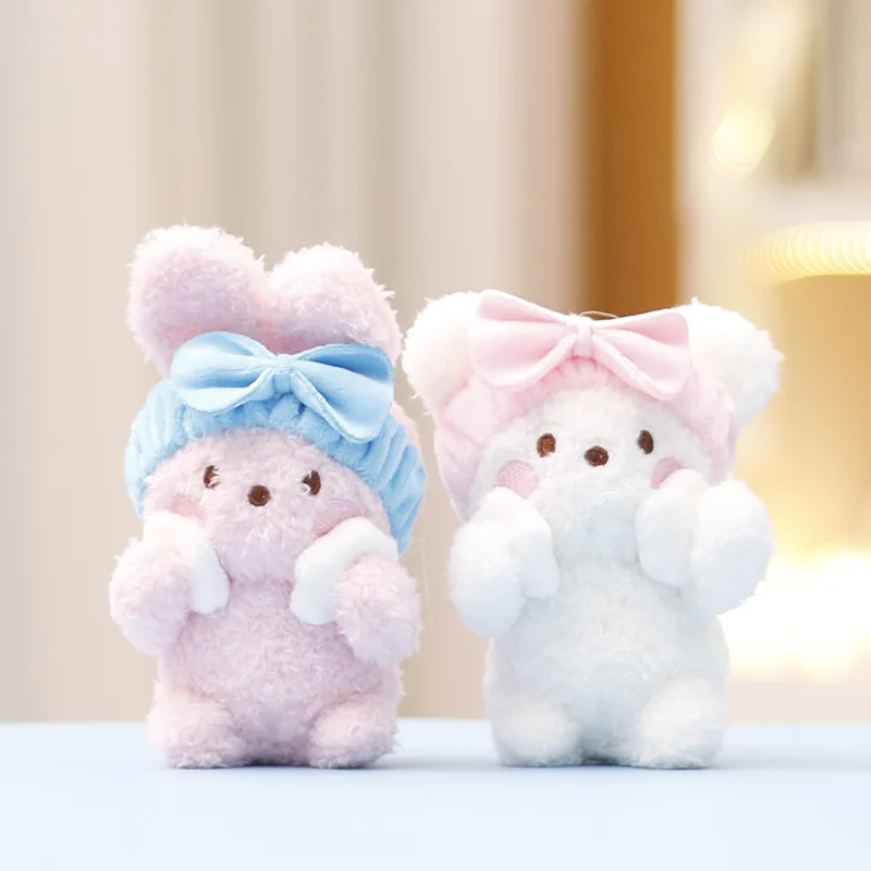 Wholesale 24pcs/lot 10cm wash bear Plush keyring Toy Stuffed animal rabbit dog bath Small pendants Keychain Gifts 6