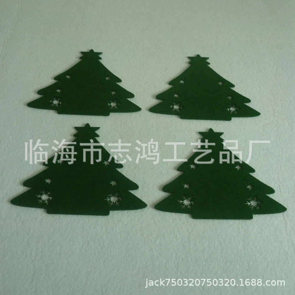 thumbnail image 1 of Porta cubiertos navideño, cuchillo, tenedor, cuchara, bolsa de bolsillo, estrellas, árbol, alce, funda para vajilla, decoración para mesa de cena de fiesta de Navidad de Año Nuevo, 1 of 5