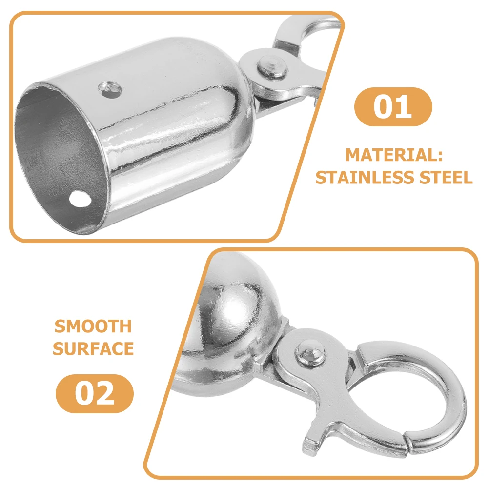 2pcs Stopper Stainless Steel End Tip Caps Rope End Snaps Stoppers Snap Hook Decking Rope Snaps Fittings Stainless Steel