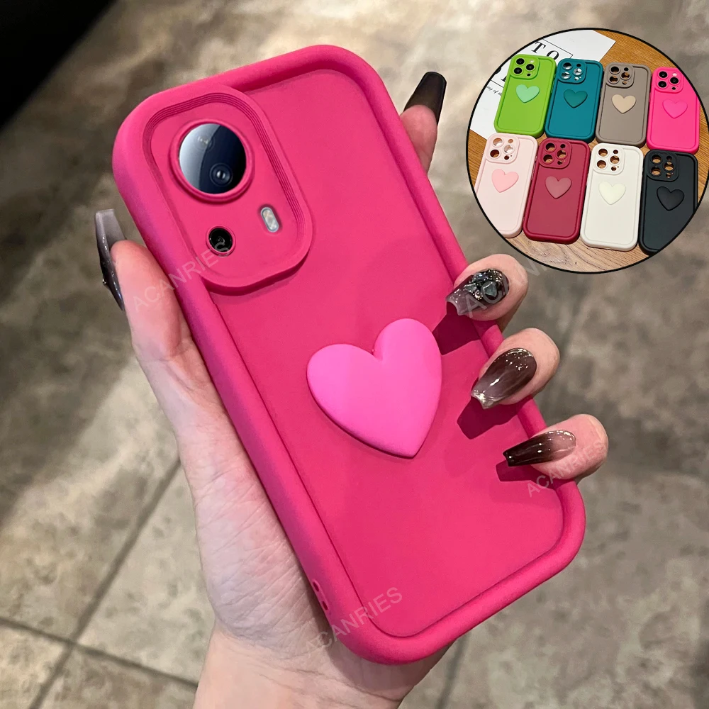 Girl Cute 3D Love Heart Matte Shockproof Silicone Back Cover