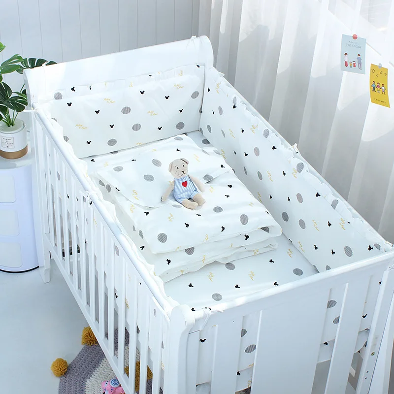 バンパー寝具セット綿かわいいプリントシートベビーベッドプロテクター幼児用ルームアクセサリーベッド保護