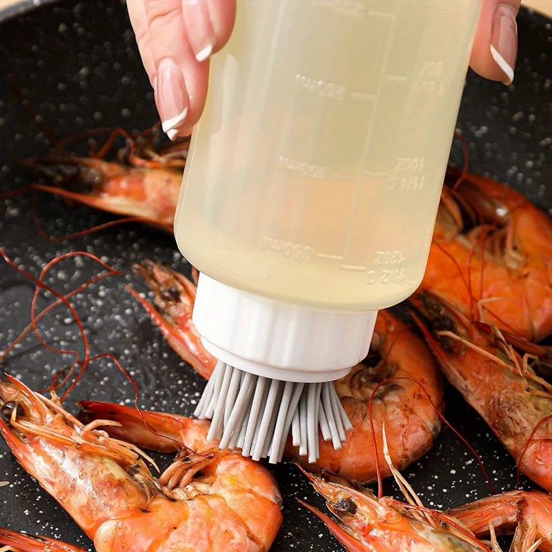 3pcs/set Oil Brush with Bottle, Kitchen Silicone Baking Brush, Oil Brush, Kitchen Stuff Kitchen Accessories Home Kitchen Items