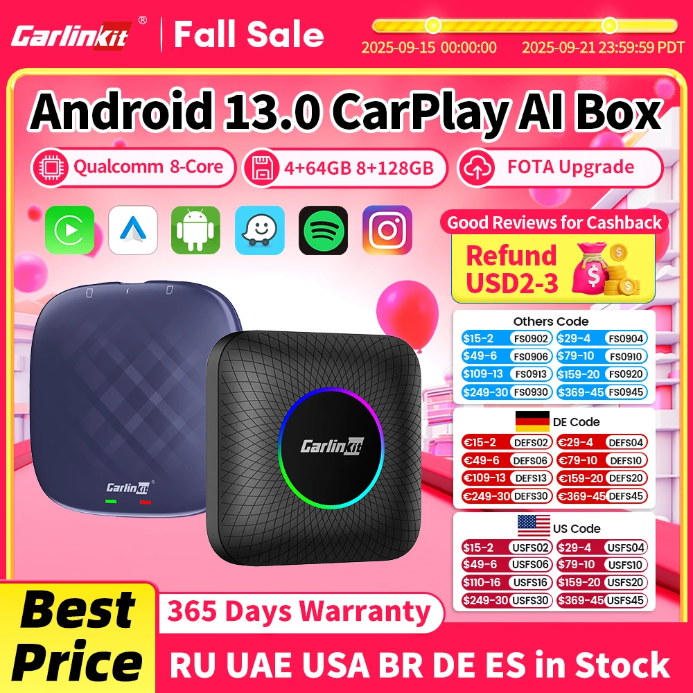 CarlinKit CarPlay Ai Box Android 13 Plus QCM6125 8-core