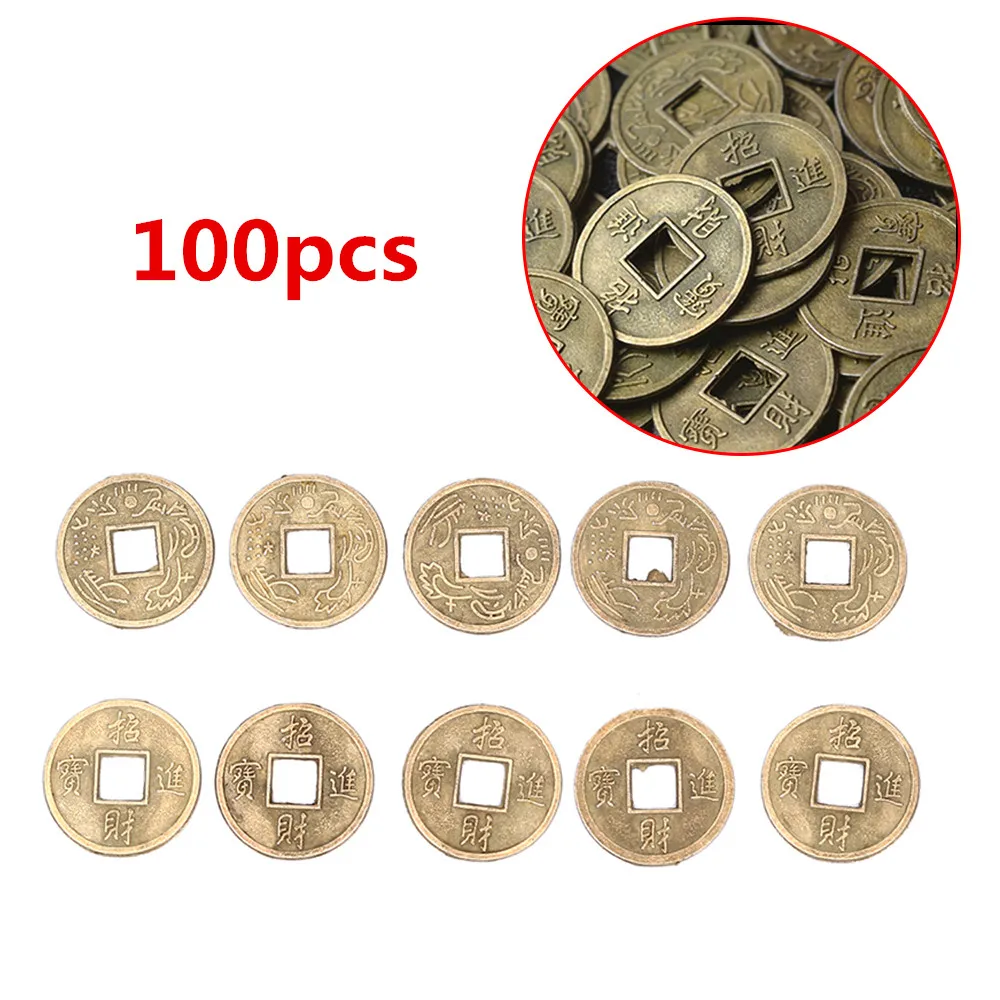 

100pc Chinese Feng Shui Lucky Ching/Ancient Coins SetEducational Ten Emperor Antique Fortune Money Coin Luck Fortune Wealth