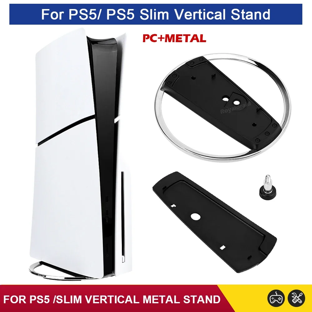 PS5 슬림 수직 스탠드 금속 미끄럼 방지 베이스 브래킷, 플레이스테이션 5 슬림 CFI 2000 및 PS5 CFI 1000 디스크 및 디지털용, 신제품