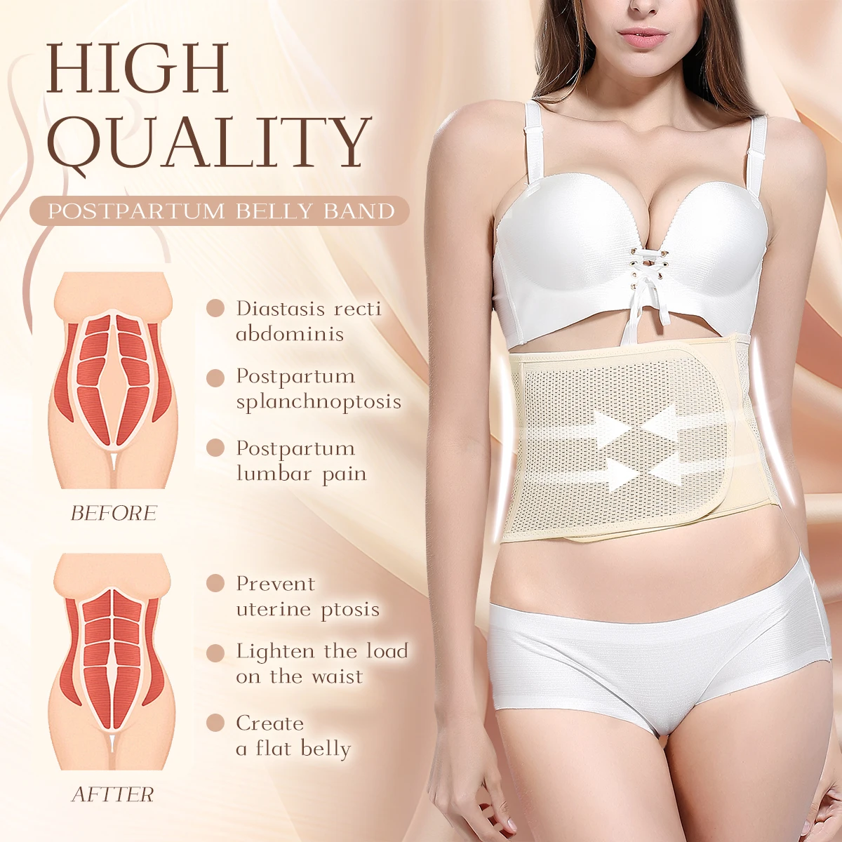 Postpartum Recovery Belly Wrap Shapely Waist Sculpting Stomach Flattening New Moms After Childbirth Adjustable Breathable