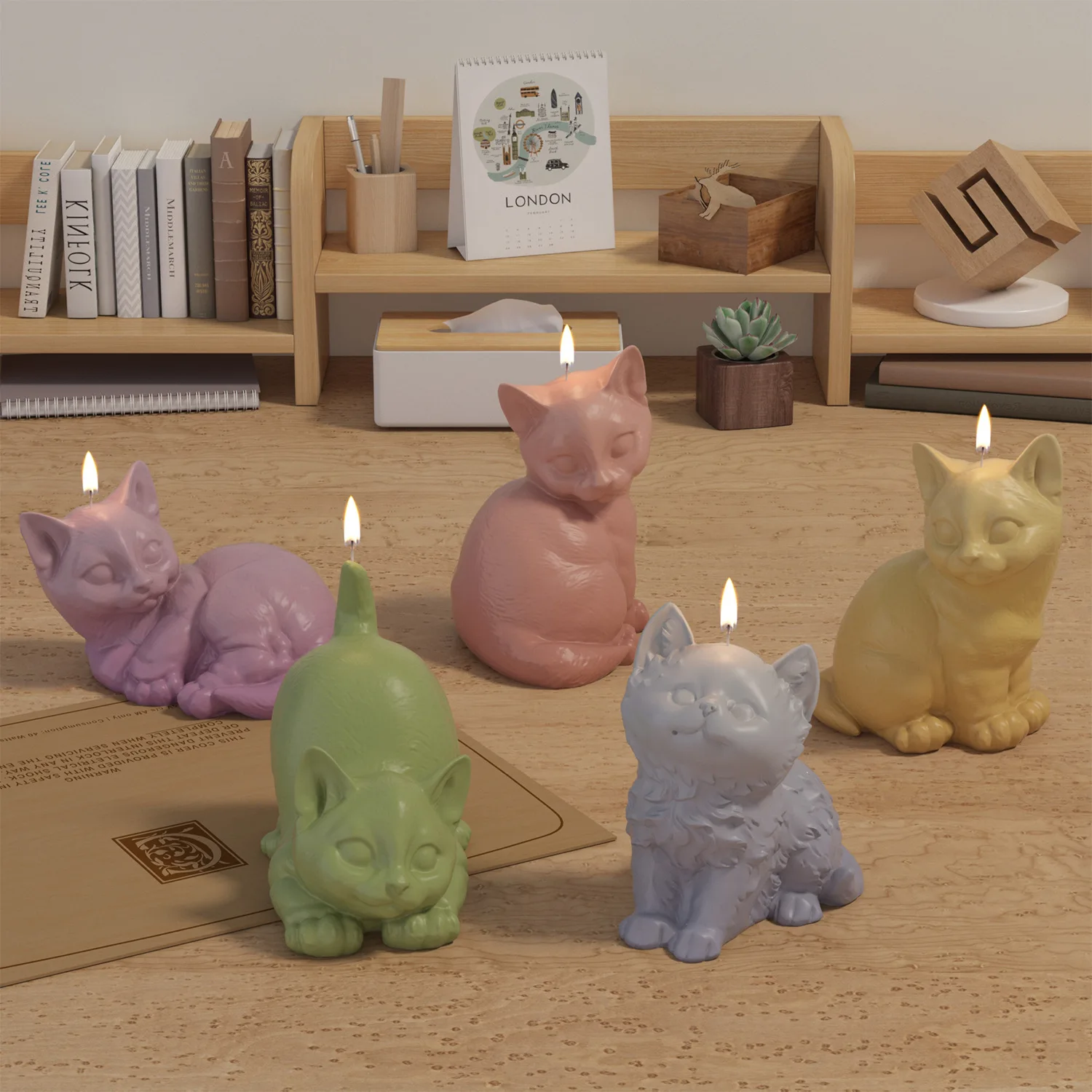 3D Cute Cat Scented Candle Silicone Mold,Diy Handmade Animal Soap Plaster Making Molds,Home Decor Crafts Ornaments Casting Mould
