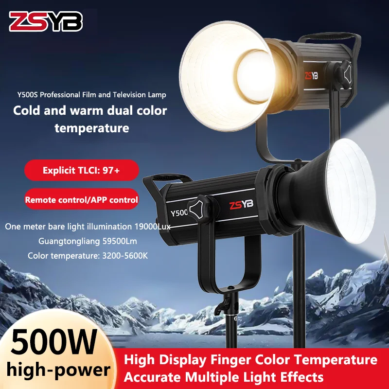 

ZSYB Y500D 500W LED Photography Lights 3200-5600K Video Light Photo Studio Live Fill Light Professional Photographic Equipment