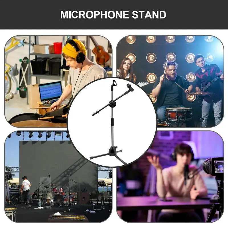 Microphone Stand Microphone Stand Mic Stand Holder Portable Foldable Angle Adjustable Tripod With Mic Clip Holder Adjustable Desktop