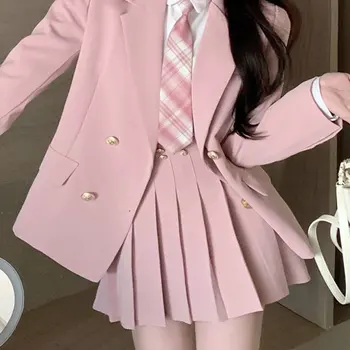일본 학생 JK 학교 유니폼, 한국 패션, 스위트 블레이저, 여고생 유니폼, 섹시한 카와이 미니 플리츠 스커트 유니폼, Y2k