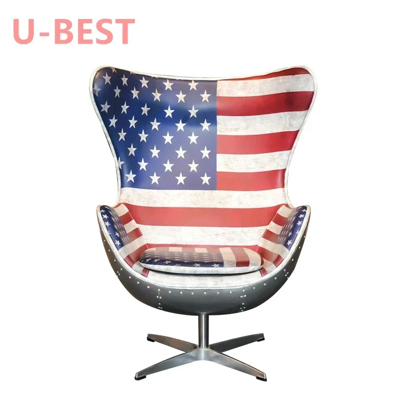 

U-Best Factory Wholesale Vintage Aluminum Jacobsen Retro Swivel Aviator Egg Chair Leather Leisure Living Room Furniture Muebles