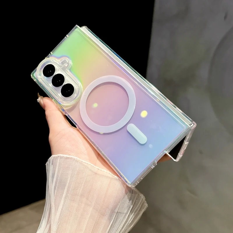 Luxury Magsafe Magnetic Gradient Aurora Laser Phone Case - Hard Bumper Clear Cover