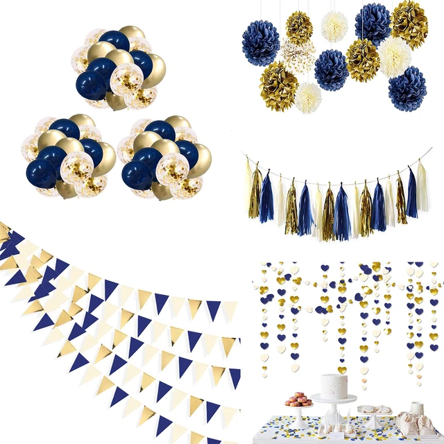 Royal Blue Gold Birthday Decorations  Royal Blue Gold Party Decorations -  Birthday - Aliexpress
