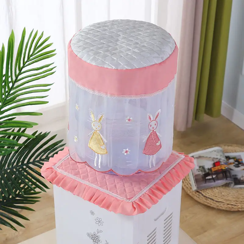 2 PCS/Set Water Dispenser Covers Lace Embroidered Cartoon Drinking Fountain Machine Dust Protector Household Kitchen Accessories
