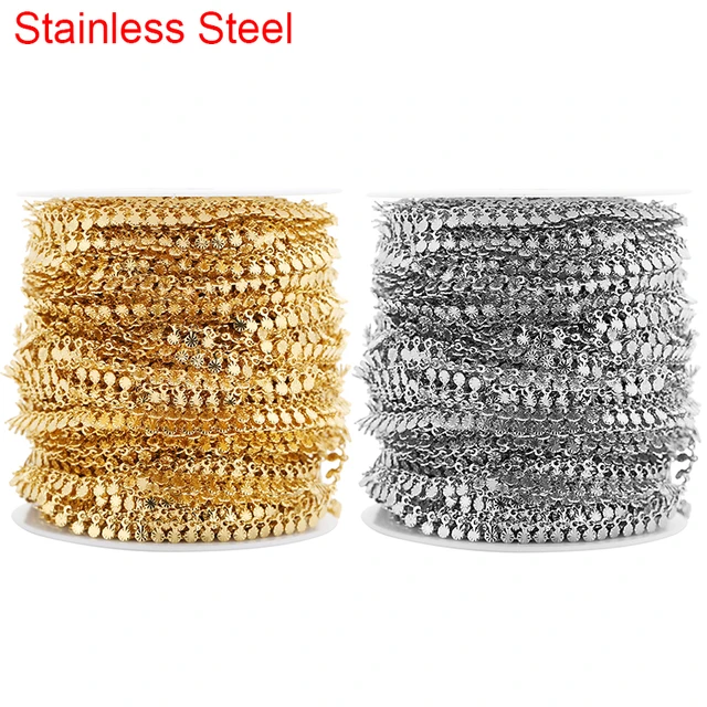 Stainless Steel Necklace Chain Bulk  Lots Stainless Steel Chain Lot -  5m/lot 3 4 5 6 - Aliexpress