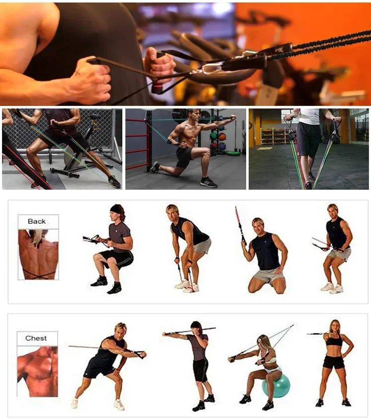 11-Piece Set Resistance Bands Tensioner Pull Rope Fitness Multi-function Tensioner Suit Muscle Training Belt Elastic Sleeve Band 3