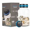 1.8L Coin Bucket Money Bank Large Capacity Transparent Saving Jar US Dollar Euro Pound Saving Jar Smart Counting 6