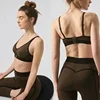 Yoga Sports Set Bra with Padding High Quality Flocking Skin Friendly Comfortable Elastic Vest Pants Pilates Shape Two Piece Set 5