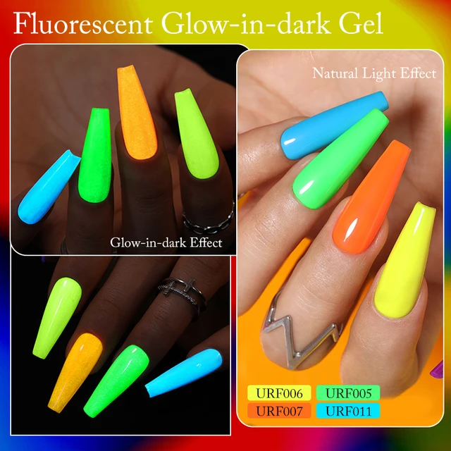 UR SUGAR Green Fluorescent Glow-in-dark Gel Nail Polish Neon UV LED Nails Gel Soak Off Gel Varnish Luminous Nail Art Gel 3