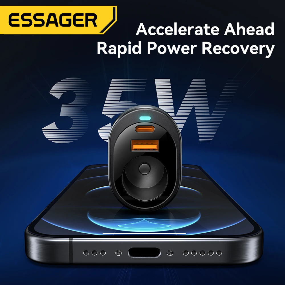 Essager 120W USB C Car Charger with 85W Car Cigarette Lighter Port Car Charger Adapter for Xiaomi iPhone 16 15 14 MacBook Laptop