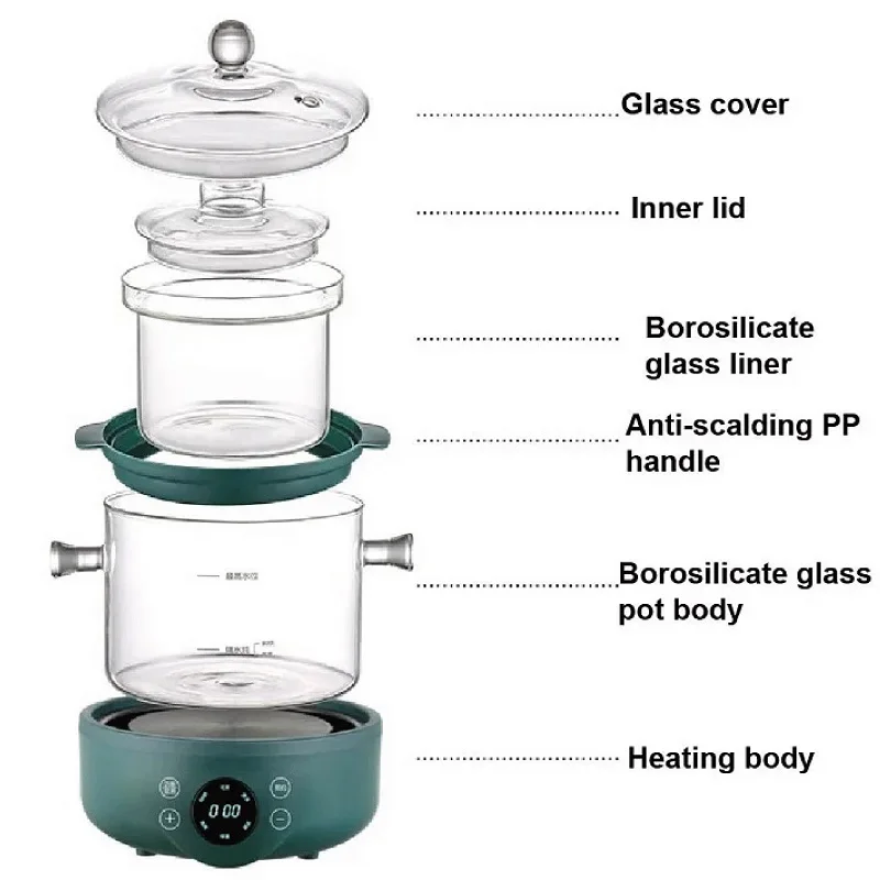 110V/220V Health Pot Split Pot Home Electric Stew Pot Multi-function Porridge Bird's Nest Soup Pot Smart Electric Kettle 1.5L 5