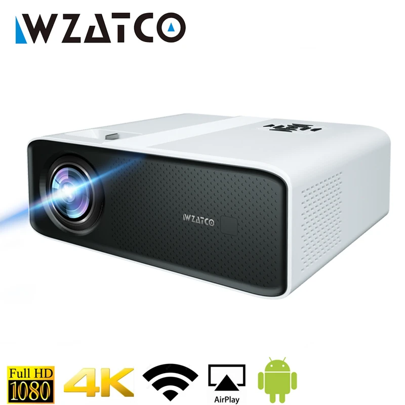 WZATCO C5 Full HD Native 1080P LED Proyector 2K 4K 5G WIFI Android 11.0 Smart Phone Beamer 3D Home Video Theater 6D Keystone
