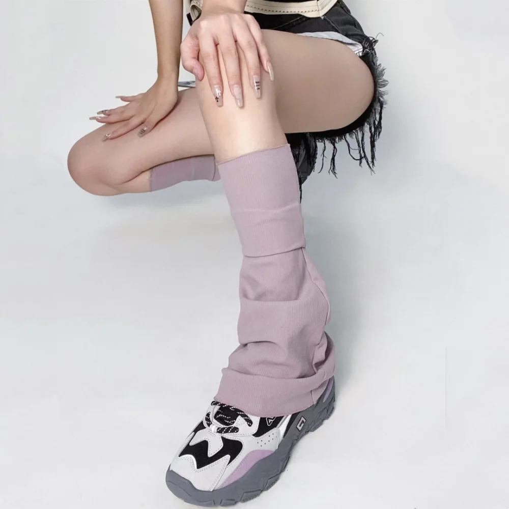 High Elasticity Solid Color Flared Leg Warmer Women Y2k Over Knee Long Socks Winter Loose Lolita Foot Cover Stockings Streetwear