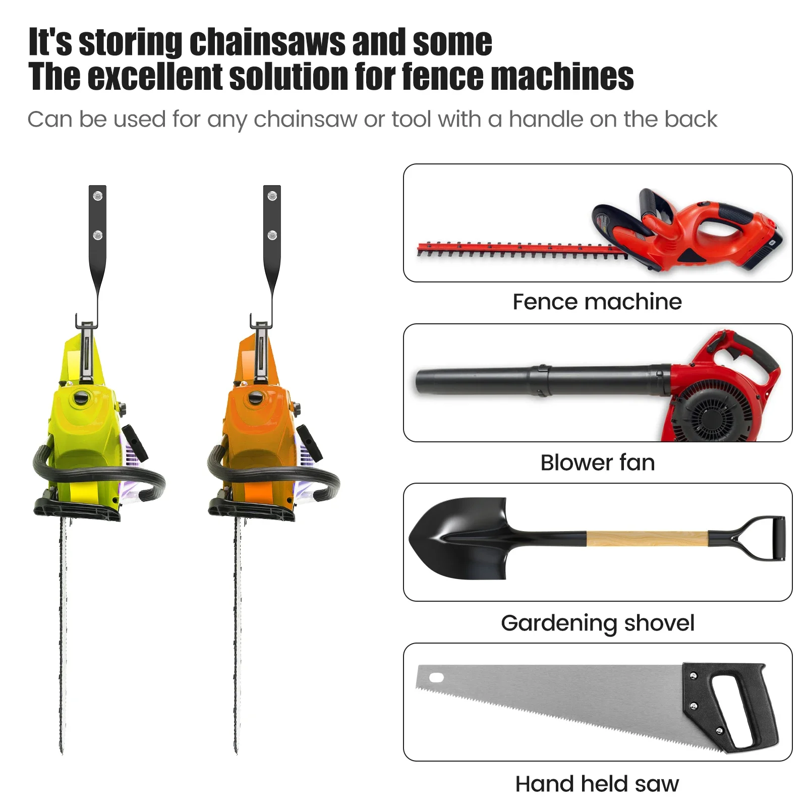 4Pcs Chainsaw Heavy Duty Hooks Hanging Load Capacity 110lbs Trimmer Wall Hooks Holder Organization Tools Storage Hanger