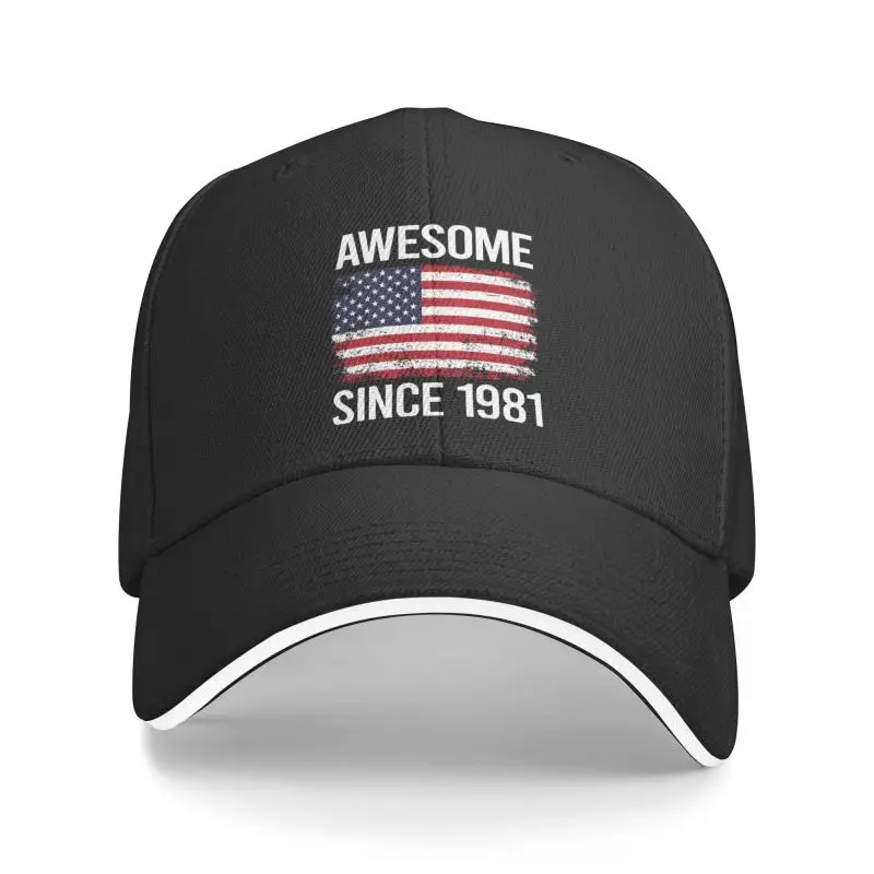 

Custom Awesome Since 1981 USA Flag Baseball Cap Hip Hop Women Men's Adjustable Dad Hat Autumn