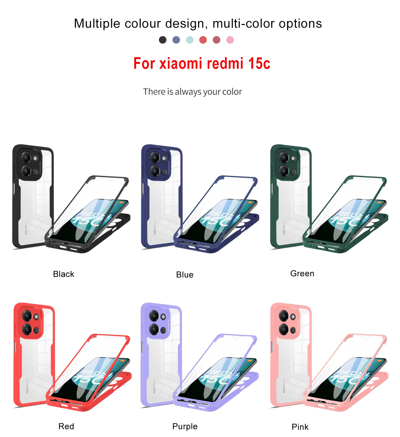 360° Transparent Soft Full Body Cover Case with Double-Sided Protection