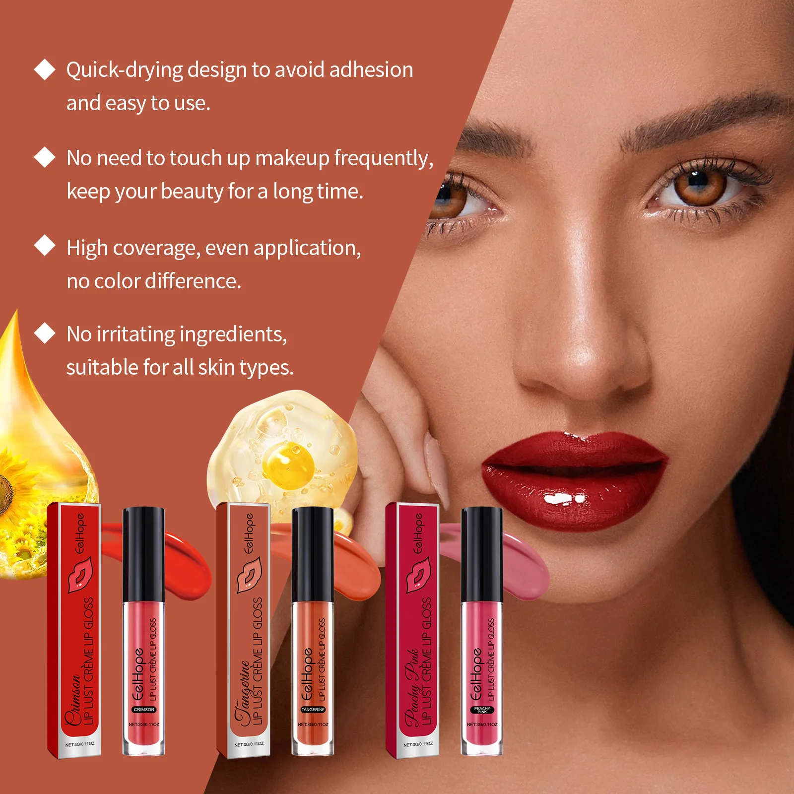 Mirror Water Lip Gloss Liquid Lipstick High Pigment Waterproof Long-lasting Moisturize Tear-off Lip Tint Makeup Women Cosmetics 5