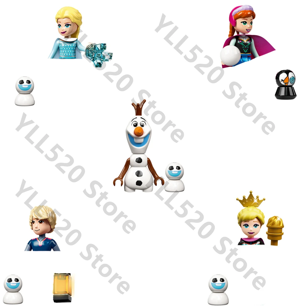 

Disney Frozen Princess Elsa Anna anime bricks mini action toy figures Assemble building blocks toys for kids gifts 66006-66010