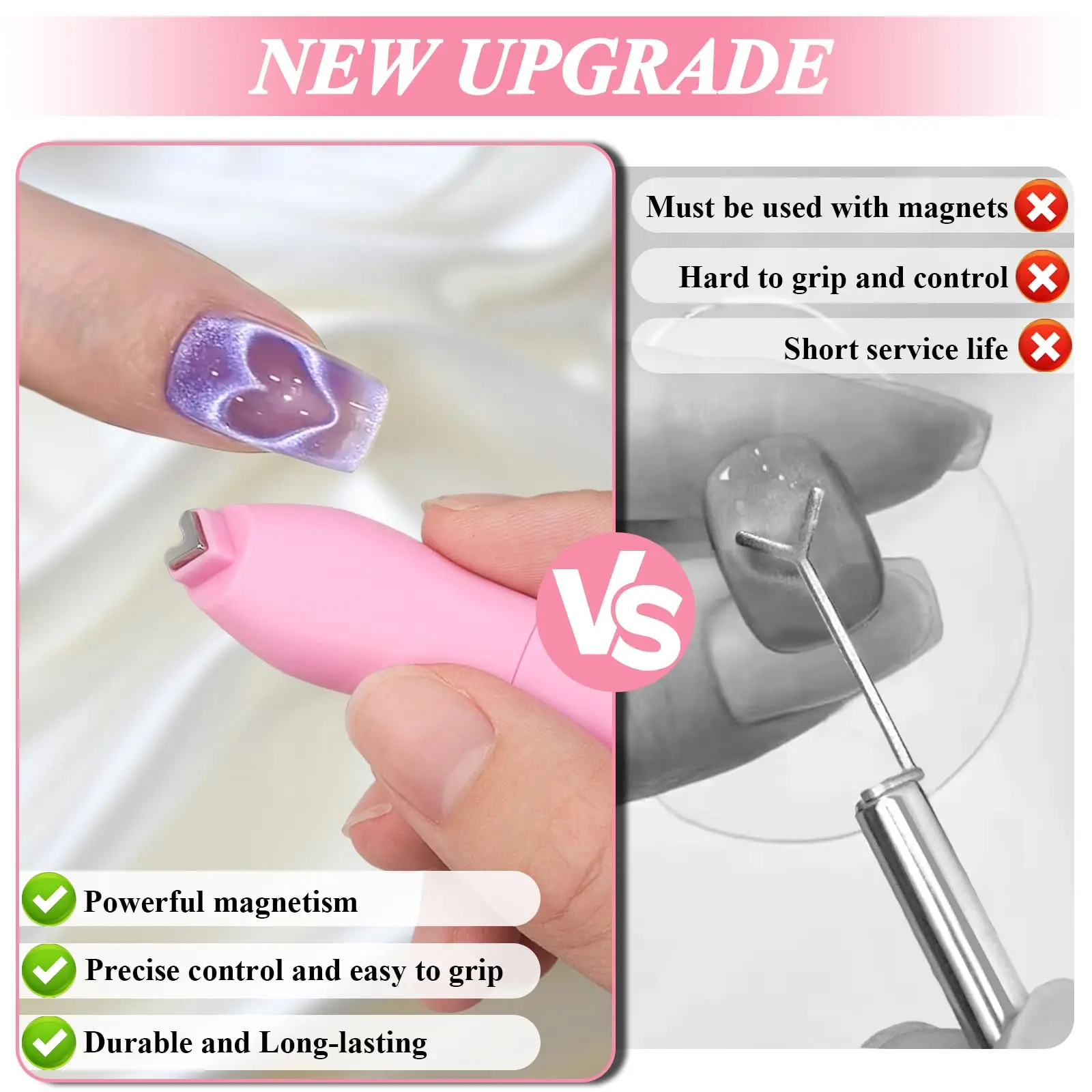 6pcs 3 in 1 Double Head Flower Design Professional Heart Cat Eye Magnet Gel Polish Magnetic Pen Rabbit Guides Nail Art DIY Tools
