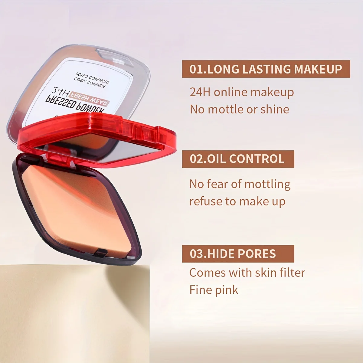 Description Picture 4 of itemLong Lasting Waterproof Makeup Powder Compact Setting Concealer Non Caking Moisturizing Loose Mineral Foundation