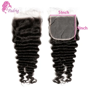 5x5 Deep Wave Human Hair Lace Closure Brazilian Virgin Hair Pre-Plucked Transparent Swiss Lace 150% Density 10-22 Inch 1