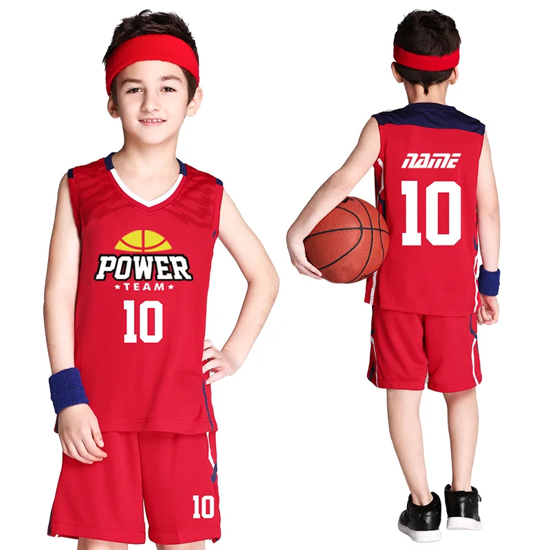 Kids Basketball Jersey Personalized Custom Boys Girls Basketball Uniform Sets Polyester Breathable Basketball Shirt For Children 2