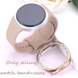 Premium Silicone Band and Protective Case with Tempered Glass - Watch8 44mm (Rose gold)