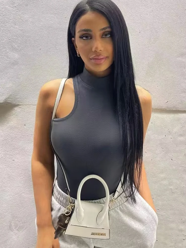 

SLTNX Fashion 2023 Woman Hanging Neck Bodysuit Jumpsuit Female Sexy Skinny Backless Jumpsuits Ladies Solid Long Sleeve Slim Tops