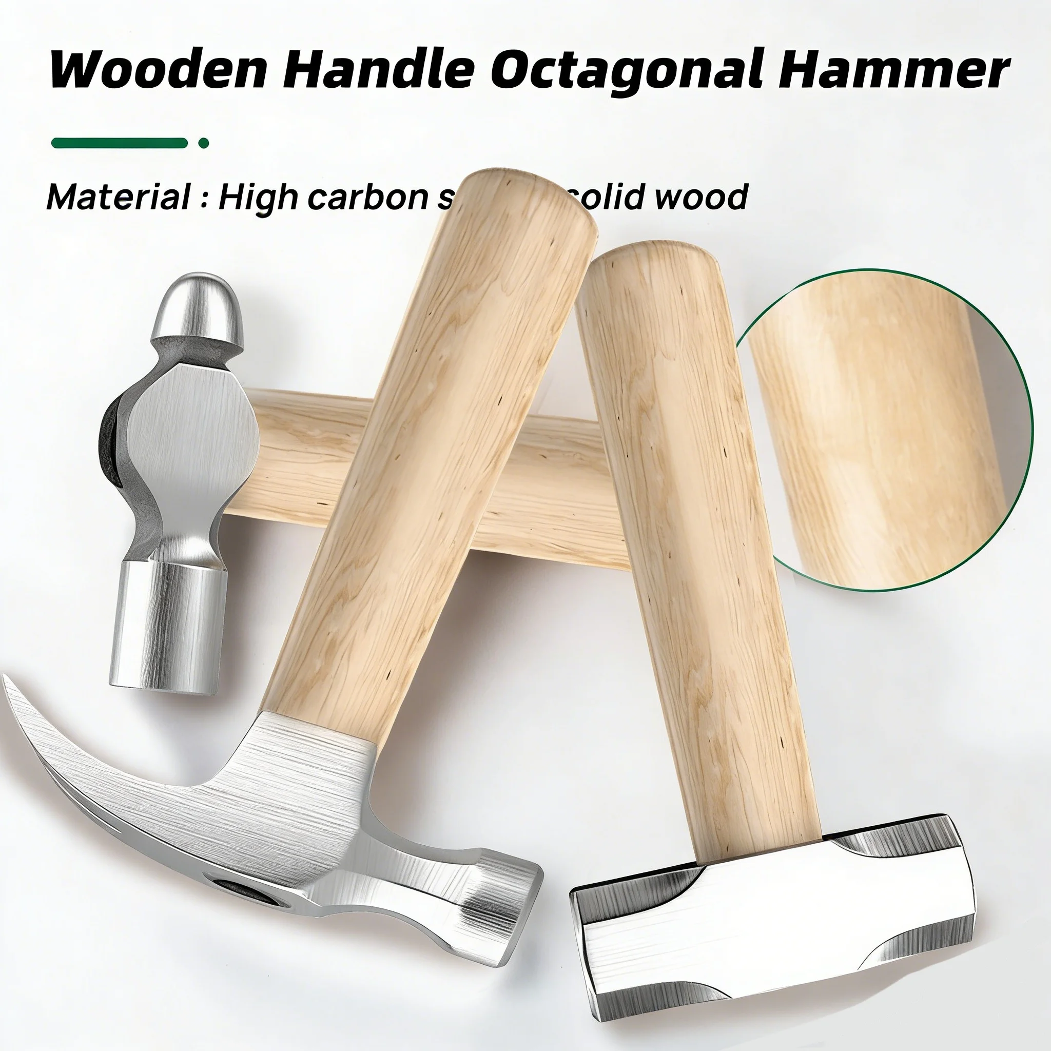 Compact High Carbon Steel Hammer with Solid Wood Handle - Small Manual Hardware Tool