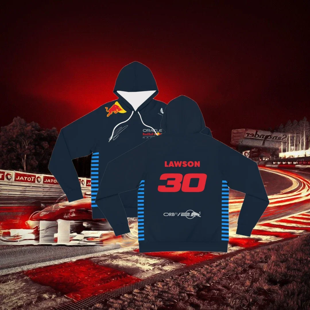 New Men's Hoodie Liam Lawson F1 Hoodie No. 30 Printed Comfortable Casual Breathable Long Sleeve Sweater Motorcycle Suit