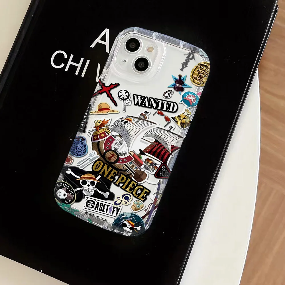 thumbnail image 1 of Funda transparente de Anime o-one p-pieces para IPhone 16, 15, 14, 13, 12, 11 Pro Max, 14, 15, 7, 8 Plus, X, XR, XS Max, SE2020, Airbag, cubierta a prueba de golpes, 1 of 5