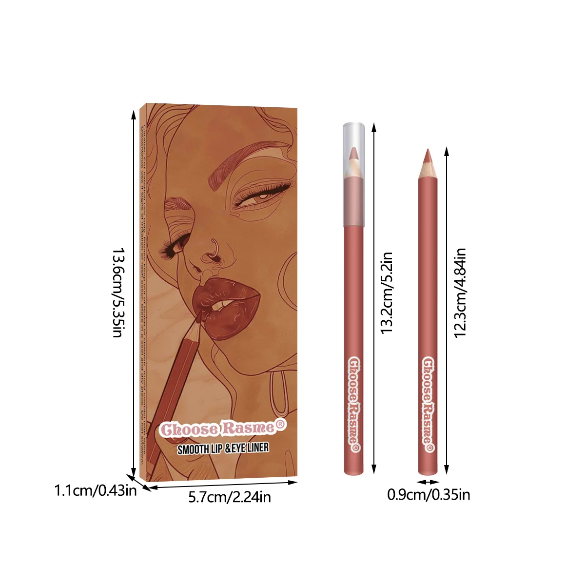 6PC Velvet Matte Lipstick Pen Nude Brown Lip Liner Pencil Kit Smooth Rose Red Pigment Lipstick Pencil Set Dye Cheek Lip Tint 2