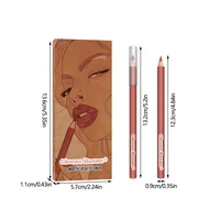 6PC Velvet Matte Lipstick Pen Nude Brown Lip Liner Pencil Kit Smooth Rose Red Pigment Lipstick Pencil Set Dye Cheek Lip Tint 2
